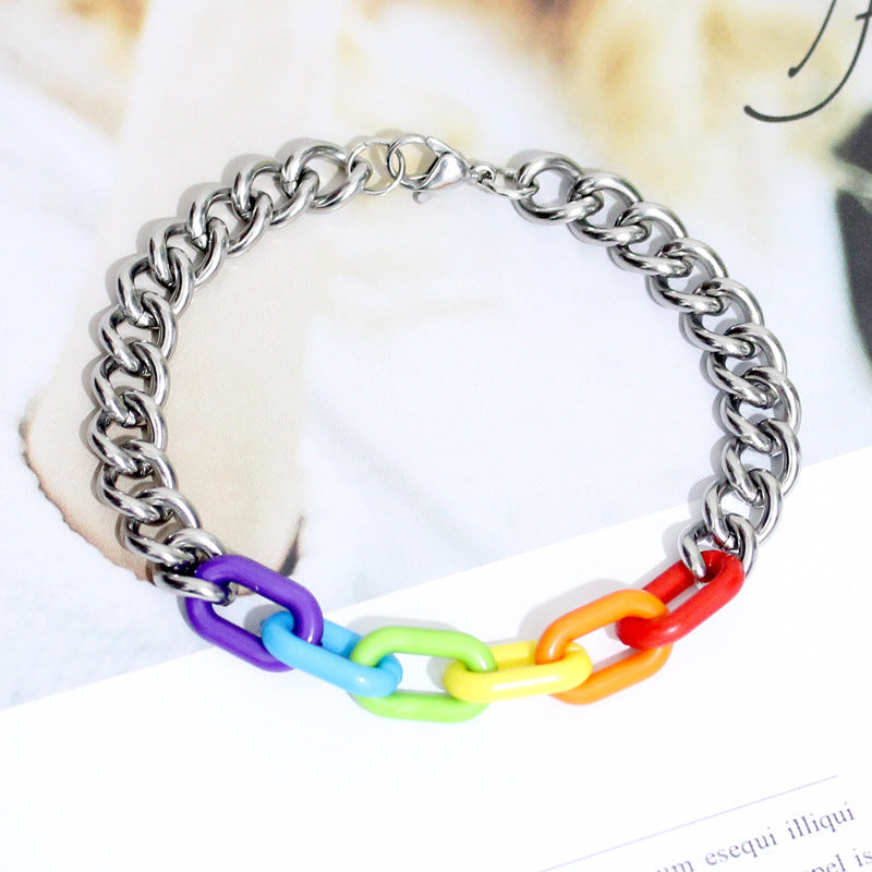 LGBTQ+ Stainless Steel Clip Bracelet