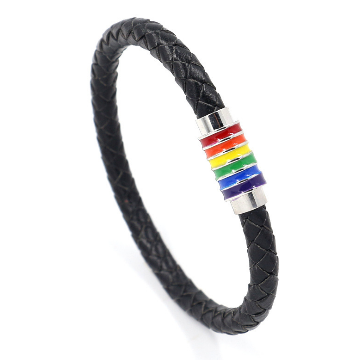 LGBTQ+ Leather Magnet Bracelet